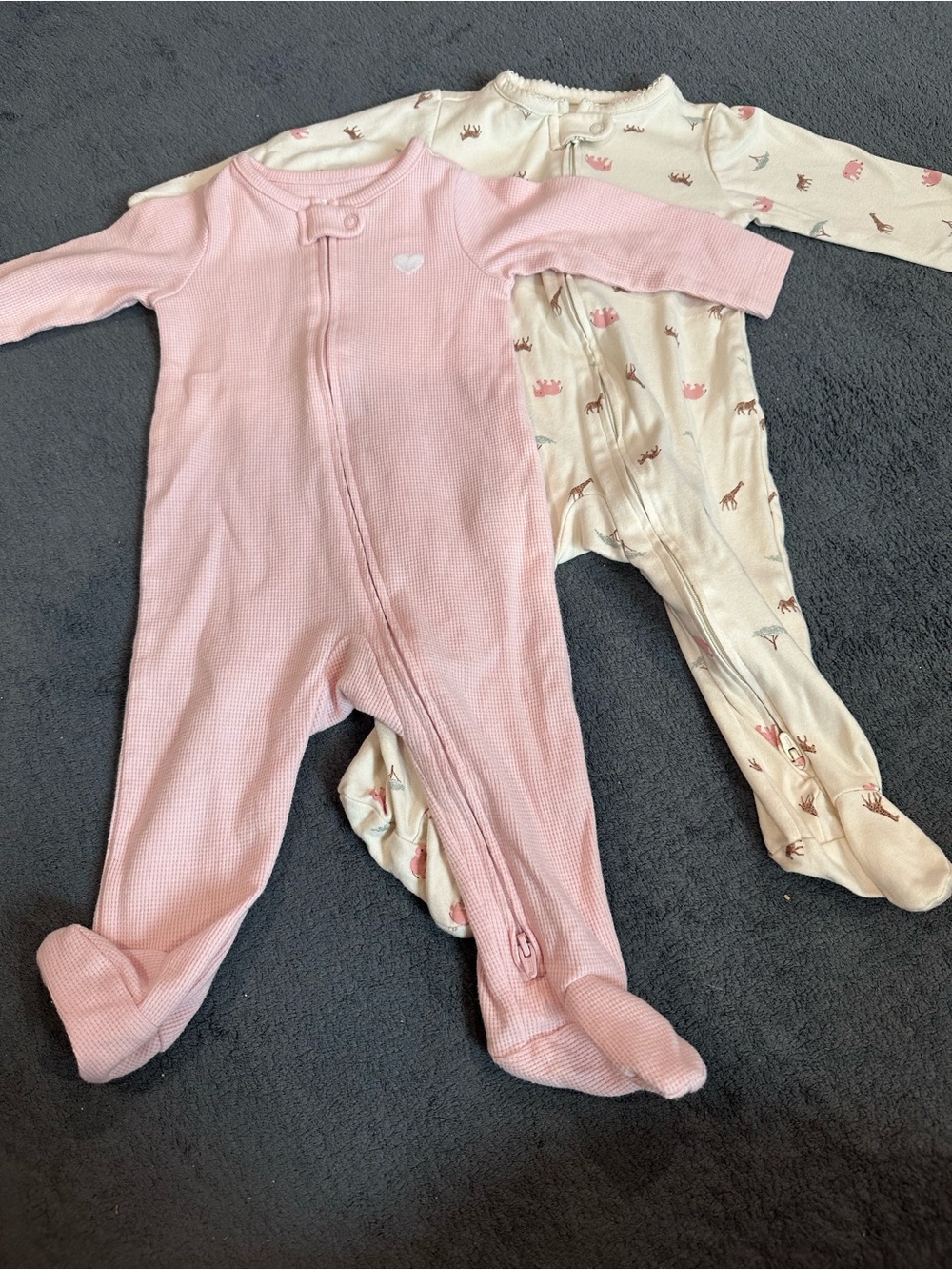 Carter's Two-Pack Footie Pajamas Pink & Cream Baby 6-9M